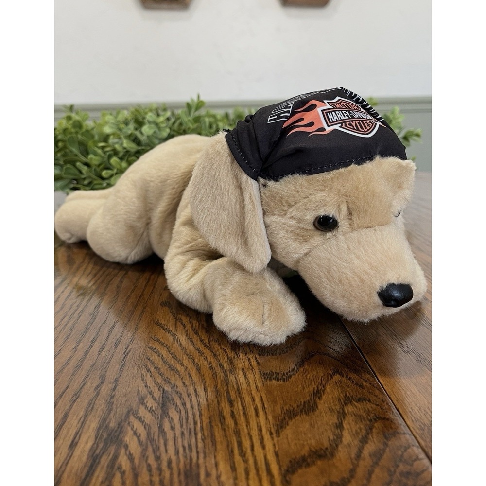 Harley Davidson Motor Cycles Yellow Lab Dog Plush Stuffed‎ Animal